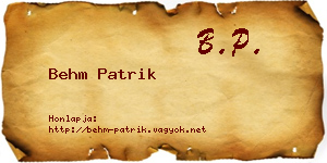 Behm Patrik névjegykártya